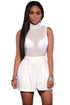 Sexy White Sleeveless Sheer Stripes Romper